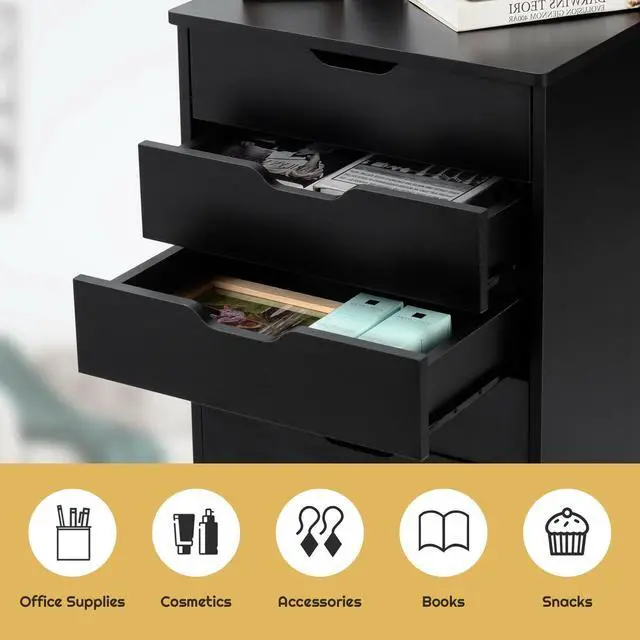 Alt view image 7 of 7 - 5 Drawer Mobile Lateral Filing Storage Home Office Floor Cabinet with Wheels