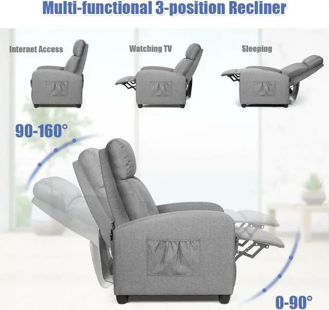 Alt view image 7 of 7 - Recliner Sofa Wingback Chair with Massage Function