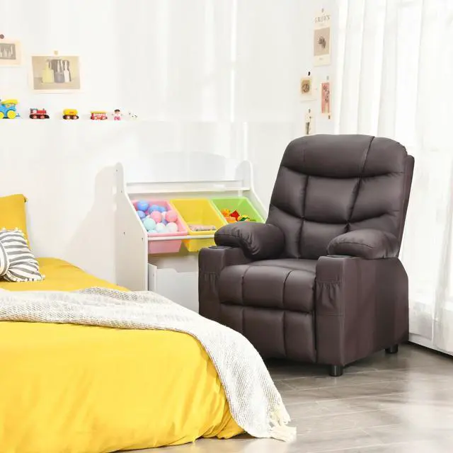 Alt view image 4 of 7 - Kids Recliner Chair with Cup Holder and Footrest for Children