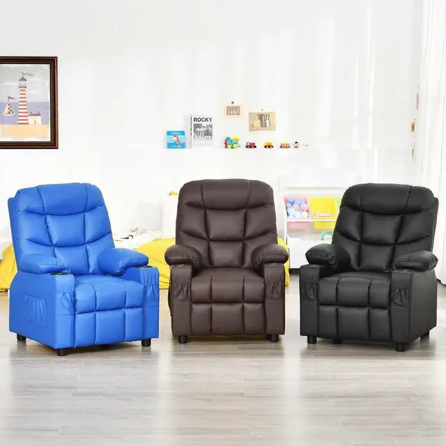 Alt view image 7 of 7 - Kids Recliner Chair with Cup Holder and Footrest for Children