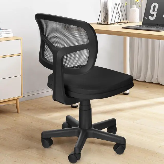 Alt view image 2 of 7 - Armless Computer Chair with Height Adjustment and Breathable Mesh for Home Office
