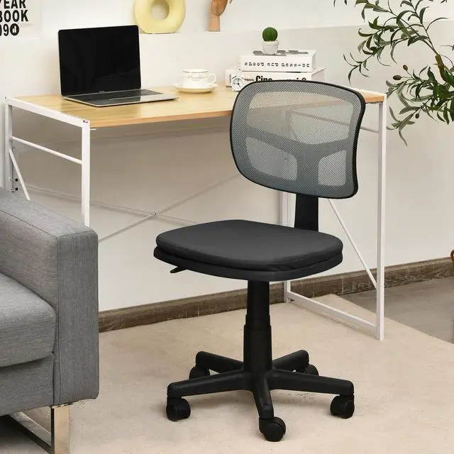 Alt view image 7 of 7 - Armless Computer Chair with Height Adjustment and Breathable Mesh for Home Office