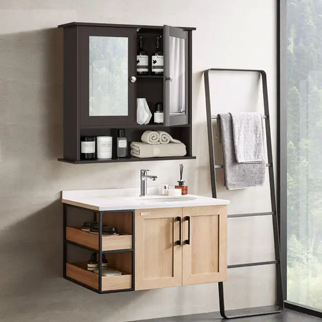 Alt view image 4 of 7 - Bathroom Wall Mount Mirror Cabinet Organizer