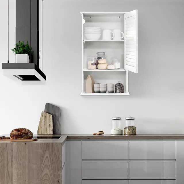 Alt view image 6 of 7 - Bathroom Wall Mount Storage Cabinet Single Door with Height Adjustable Shelf