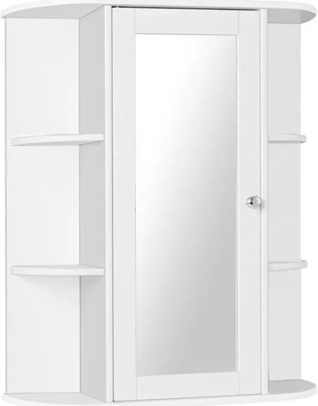 Main image of Bathroom Single Door Shelves Wall Mount Cabinet with Mirror