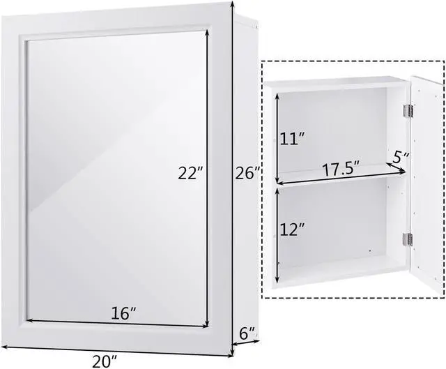 Alt view image 5 of 7 - Wall Mounted Adjustable Medicine Storage Mirror Cabinet