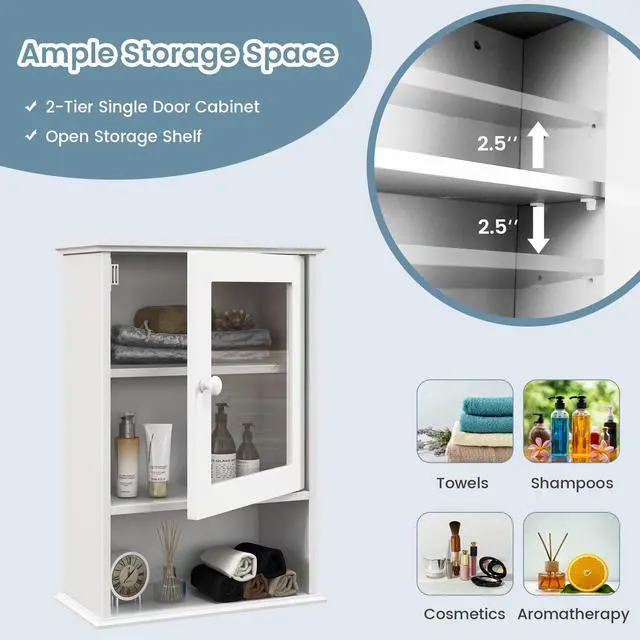 Alt view image 7 of 7 - Bathroom Wall Mounted Adjustable Hanging Storage Medicine Cabinet