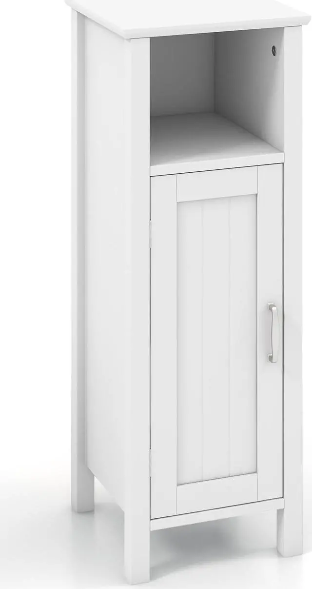 Alt view image 2 of 7 - 1-Door Freestanding Bathroom Cabinet with Open Shelf