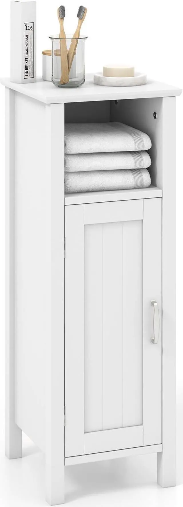 Main image of 1-Door Freestanding Bathroom Cabinet with Open Shelf