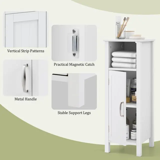 Alt view image 6 of 7 - 1-Door Freestanding Bathroom Cabinet with Open Shelf