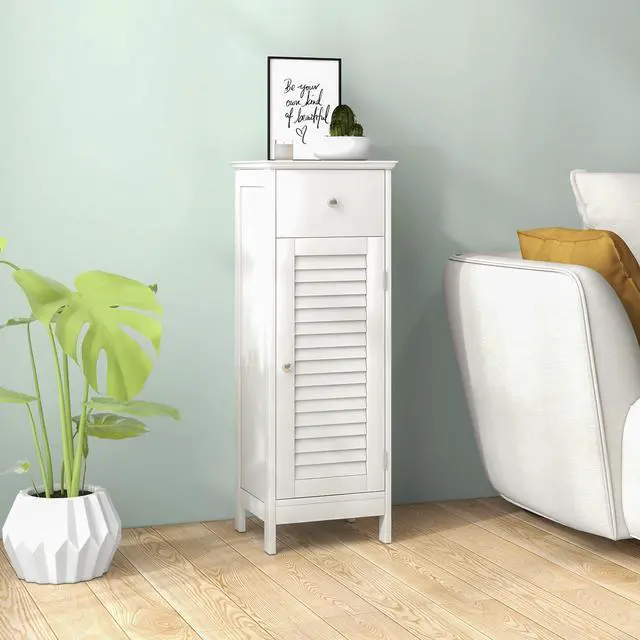 Alt view image 6 of 7 - Woodern Bathroom Floor Storage Cabinet with Drawer and Shutter Door