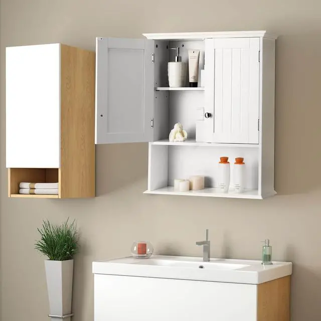 Alt view image 3 of 7 - Wall Mount Bathroom Cabinet Storage Organizer with Doors and Shelves