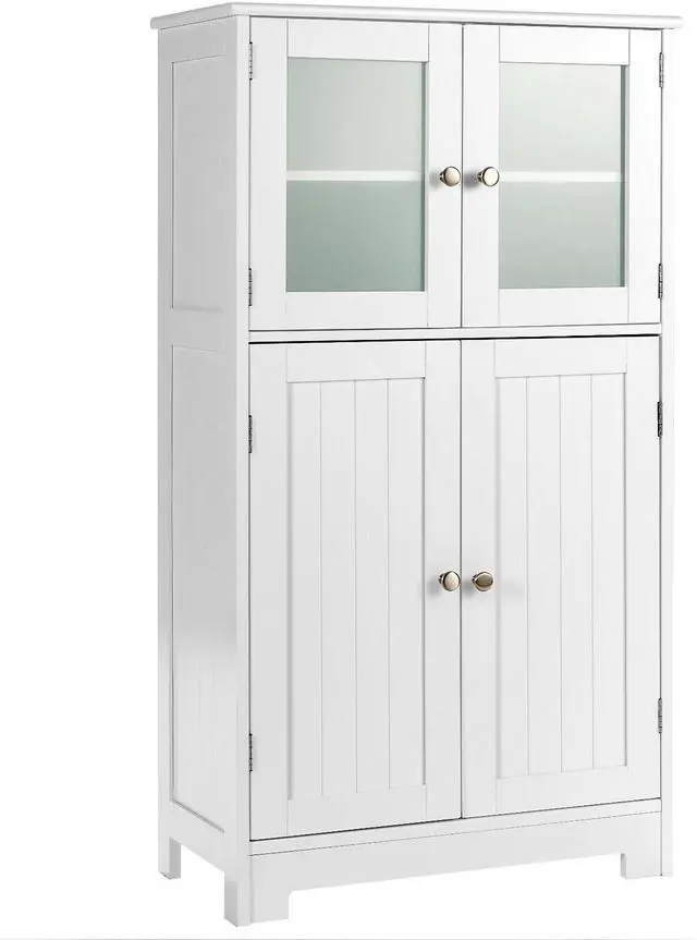 Main image of Bathroom Floor Storage Locker Kitchen Cabinet with Doors and Adjustable Shelf