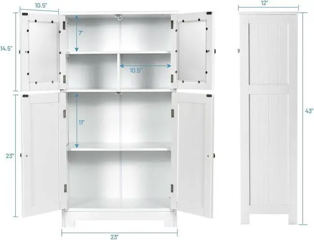 Alt view image 5 of 7 - Bathroom Floor Storage Locker Kitchen Cabinet with Doors and Adjustable Shelf