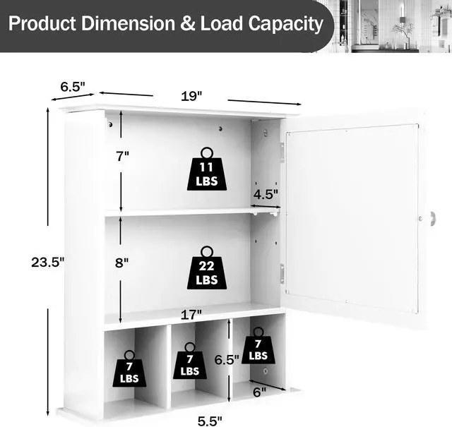Alt view image 6 of 7 - Wall Mounted and Mirrored Bathroom Cabinet