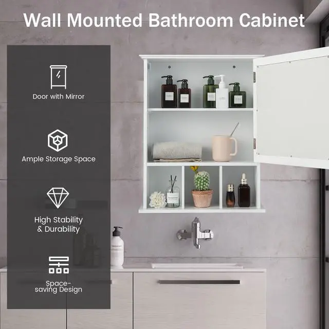 Alt view image 7 of 7 - Wall Mounted and Mirrored Bathroom Cabinet