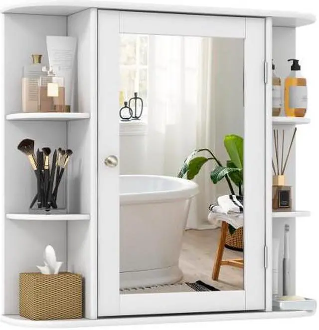 Main image of Multipurpose Mount Wall Surface Bathroom Storage Cabinet with Mirror