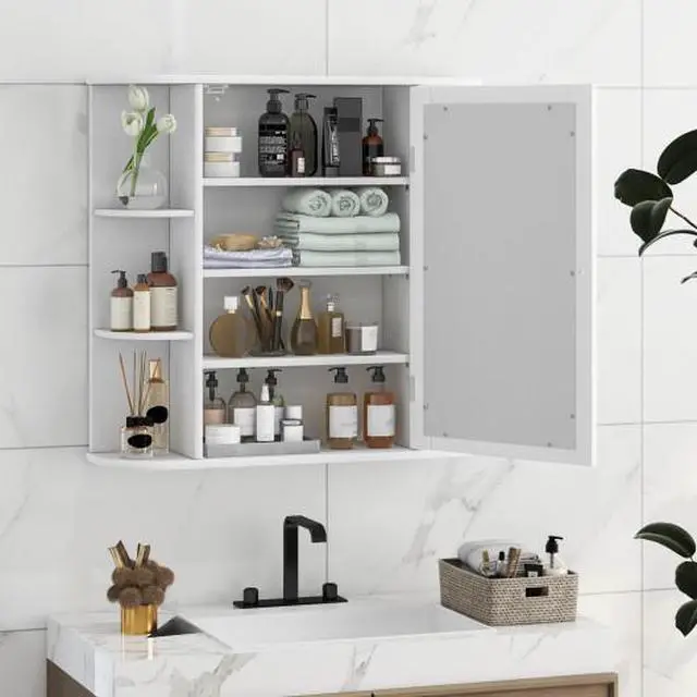Alt view image 2 of 3 - Multipurpose Mount Wall Surface Bathroom Storage Cabinet with Mirror