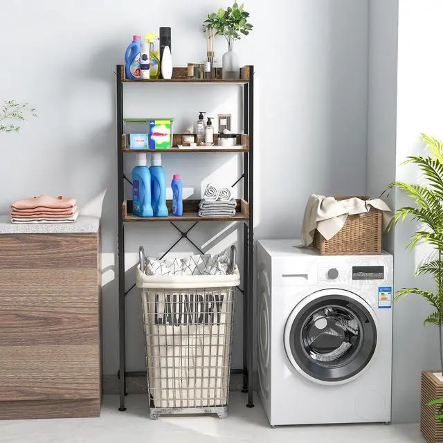 Alt view image 7 of 7 - Over The Toilet Storage Rack with Hooks and Adjustable Bottom Bar