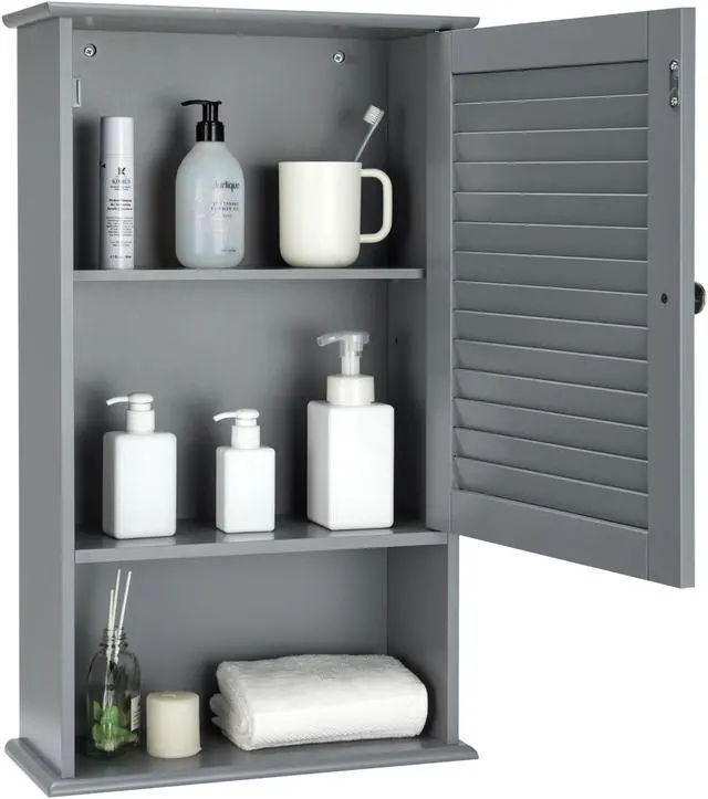 Alt view image 4 of 7 - SlickBlue Bathroom Wall Mount Storage Cabinet Single Door with Height Adjustable Shelf