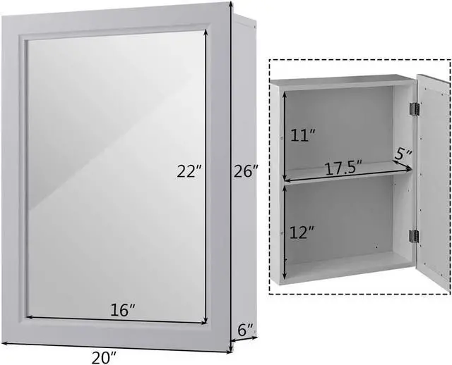 Alt view image 5 of 7 - Wall Mounted Adjustable Medicine Storage Mirror Cabinet