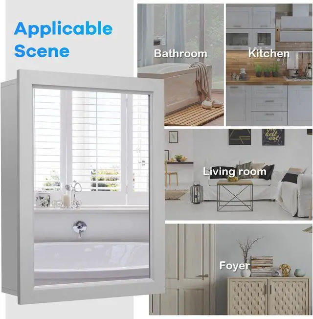 Alt view image 7 of 7 - Wall Mounted Adjustable Medicine Storage Mirror Cabinet