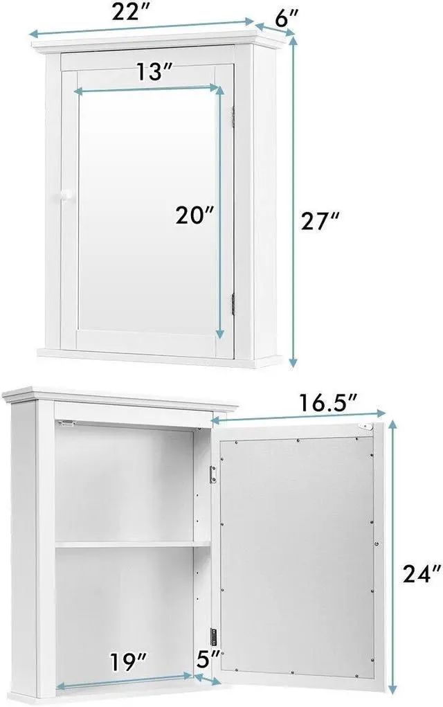 Alt view image 5 of 7 - Bathroom Wall Mounted Storage Mirror Medicine Cabinet