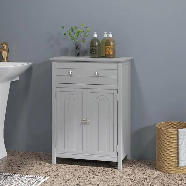 Alt view image 4 of 7 - Free Standing Bathroom Storage Cabinet with Large Drawer