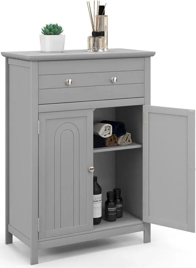 Alt view image 7 of 7 - Free Standing Bathroom Storage Cabinet with Large Drawer