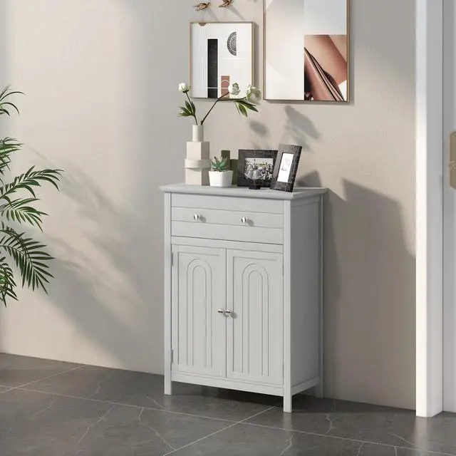 Alt view image 6 of 7 - Free Standing Bathroom Storage Cabinet with Large Drawer