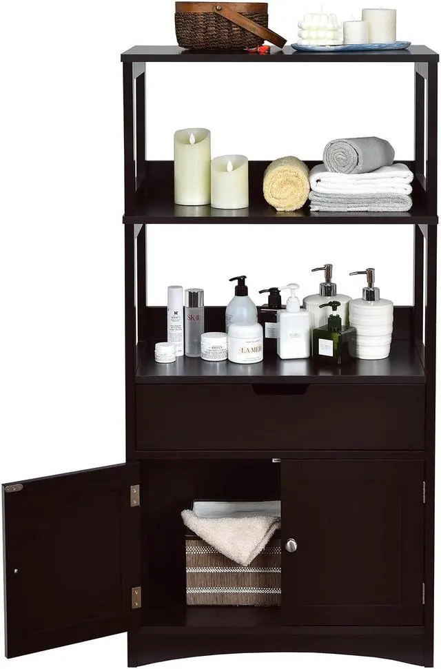 Alt view image 2 of 7 - Bathroom Storage Cabinet with Drawer and Shelf Floor Cabinet
