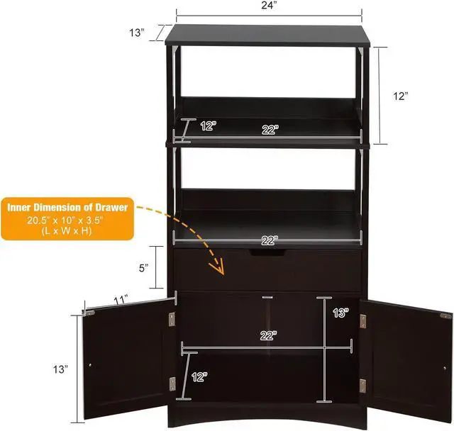 Alt view image 5 of 7 - Bathroom Storage Cabinet with Drawer and Shelf Floor Cabinet