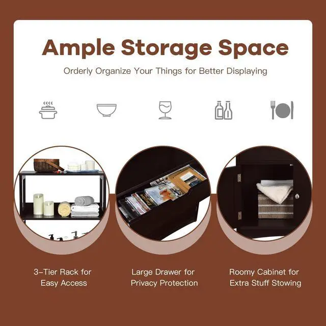 Alt view image 7 of 7 - Bathroom Storage Cabinet with Drawer and Shelf Floor Cabinet