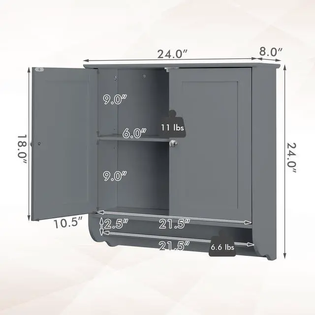 Alt view image 2 of 7 - Wall Mounted Bathroom Storage Medicine Cabinet with Towel Bar