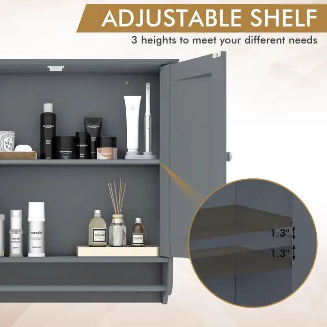 Alt view image 7 of 7 - Wall Mounted Bathroom Storage Medicine Cabinet with Towel Bar
