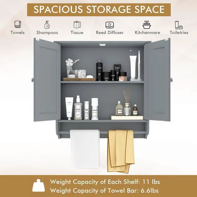 Alt view image 6 of 7 - Wall Mounted Bathroom Storage Medicine Cabinet with Towel Bar