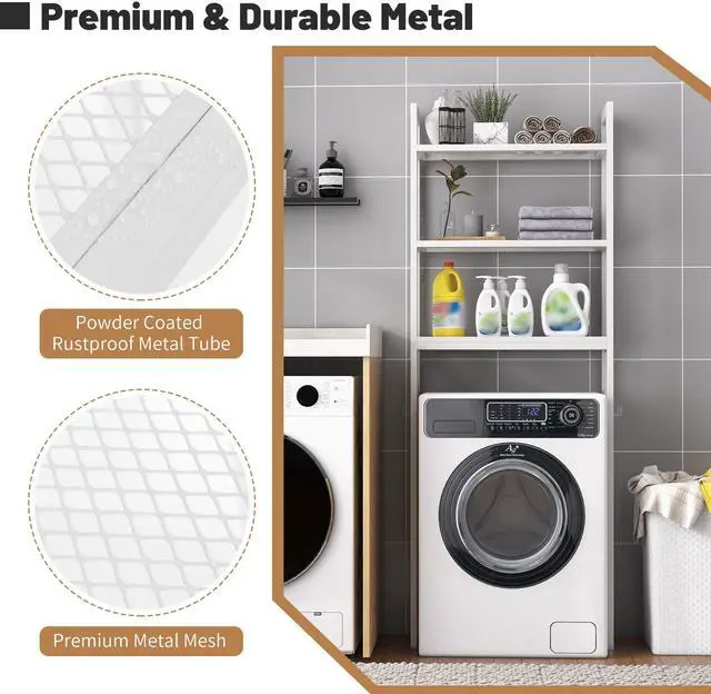 Alt view image 7 of 7 - Over-The-Toilet Storage Shelf Space Saving Metal Bathroom Organizer Hooks