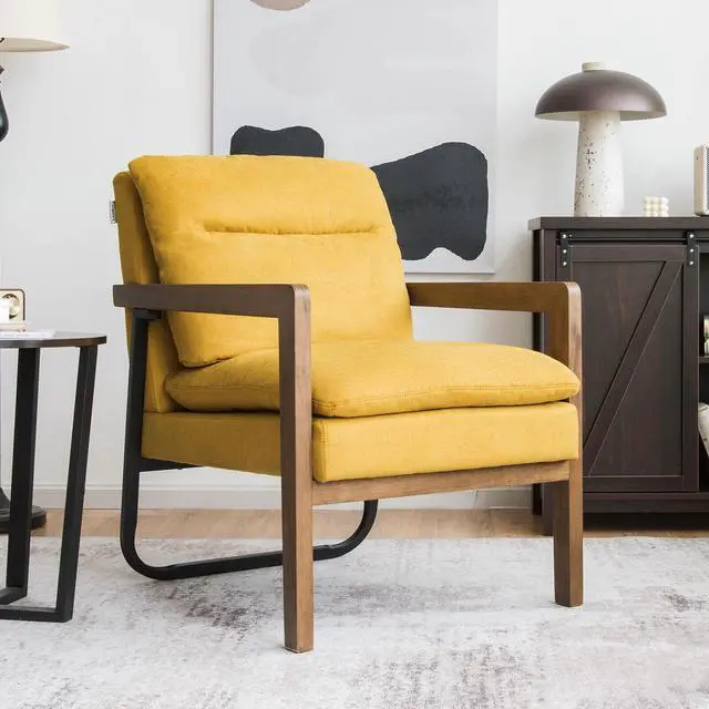 Alt view image 6 of 7 - Single Sofa Chair with Extra-Thick Padded Backrest and Seat Cushion
