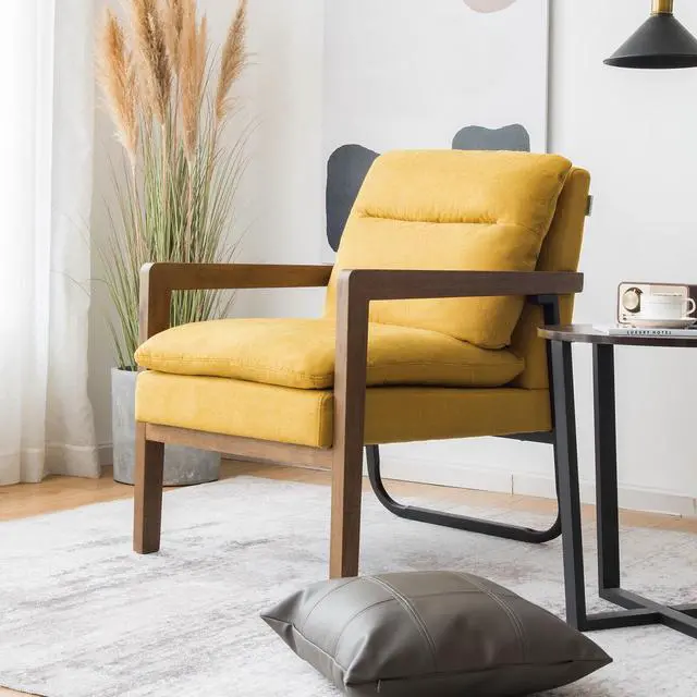 Alt view image 4 of 7 - Single Sofa Chair with Extra-Thick Padded Backrest and Seat Cushion