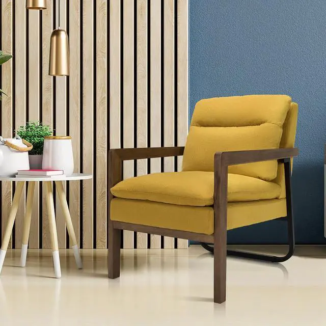 Alt view image 7 of 7 - Single Sofa Chair with Extra-Thick Padded Backrest and Seat Cushion