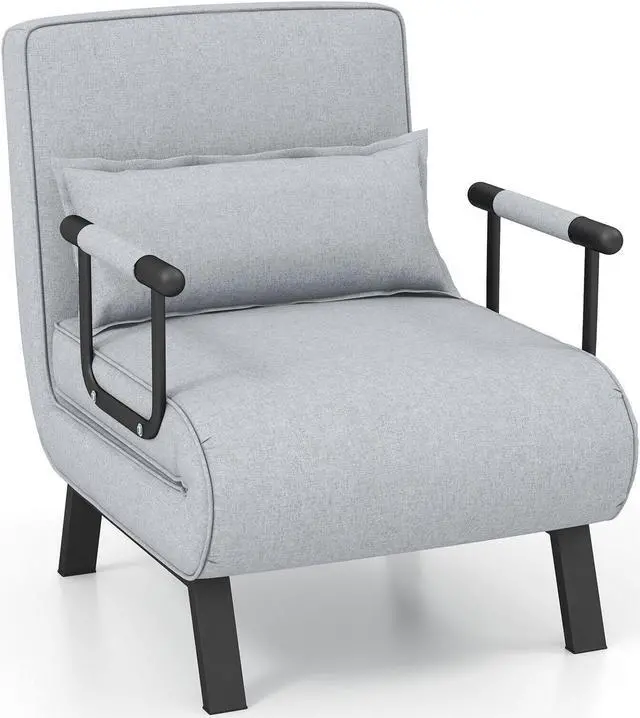 Main image of Folding 6 Position Convertible Sleeper Bed Armchair Lounge Couch with Pillow