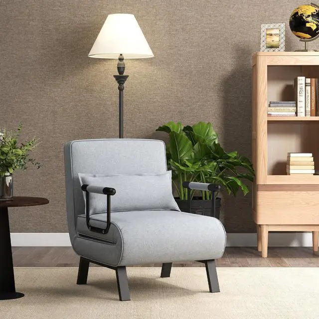 Alt view image 4 of 7 - Folding 6 Position Convertible Sleeper Bed Armchair Lounge Couch with Pillow