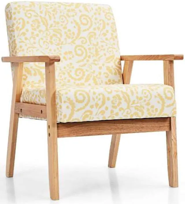 Main image of Modern Accent Armchair Fabric Lounge Chair with Rubber Wood Leg