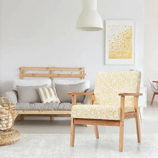 Alt view image 2 of 3 - Modern Accent Armchair Fabric Lounge Chair with Rubber Wood Leg