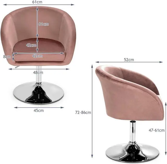 Alt view image 2 of 7 - 360 Degree Swivel Makeup Stool Accent Chair with Round Back and Metal Base