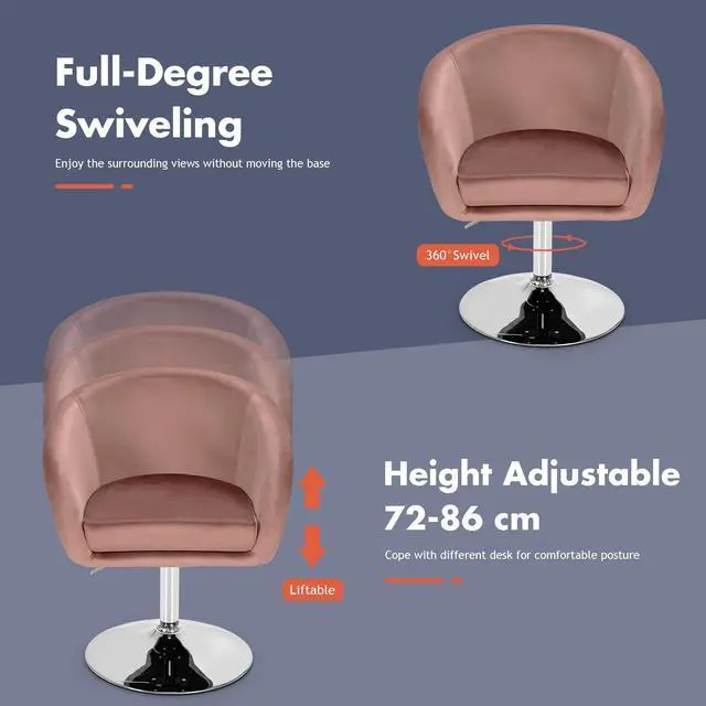 Alt view image 6 of 7 - 360 Degree Swivel Makeup Stool Accent Chair with Round Back and Metal Base