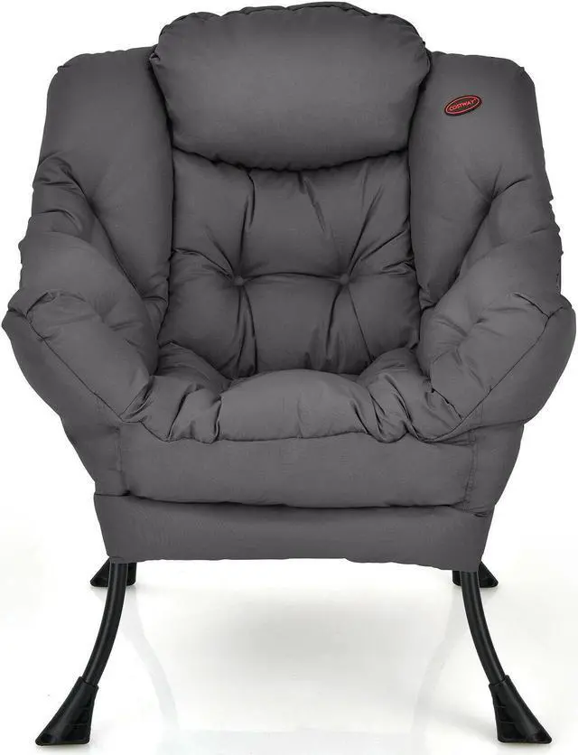Alt view image 2 of 7 - Modern Polyester Fabric Lazy Chair with Steel Frame and Side Pocket