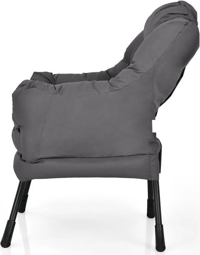 Alt view image 7 of 7 - Modern Polyester Fabric Lazy Chair with Steel Frame and Side Pocket