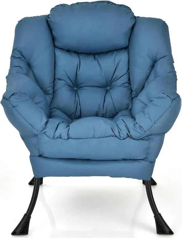 Alt view image 2 of 7 - Modern Polyester Fabric Lazy Chair with Steel Frame and Side Pocket