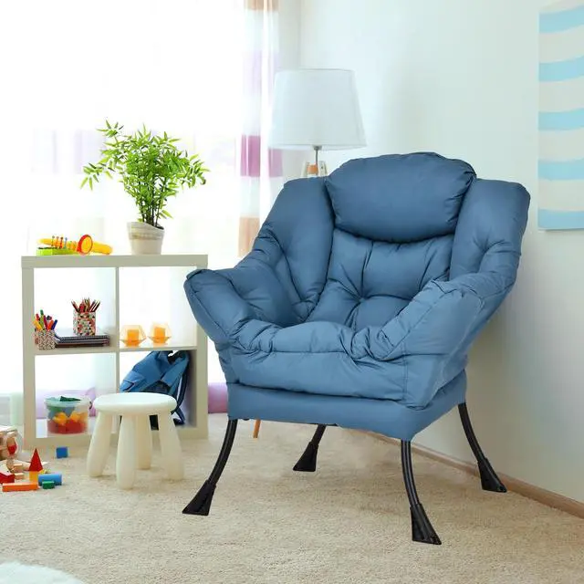 Alt view image 7 of 7 - Modern Polyester Fabric Lazy Chair with Steel Frame and Side Pocket